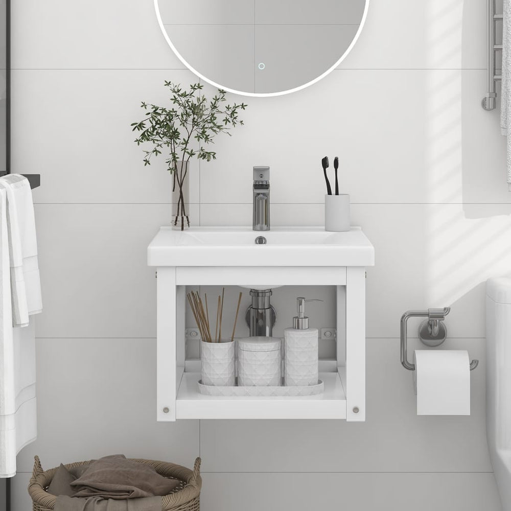 vidaXL Bathroom Wall-Mounted Vanity Frame White 40x38x31 cm Iron