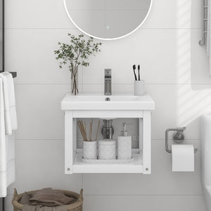 vidaXL Bathroom Wall-Mounted Vanity Frame White 40x38x31 cm Iron