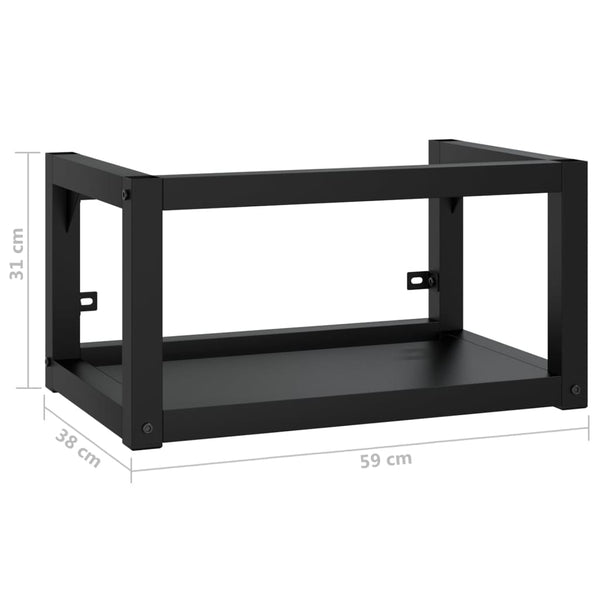 vidaXL Bathroom Wall-Mounted Vanity Unit Black 59x38x31 cm Iron