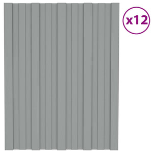 vidaXL Roof Panel 12 pcs Grey 60 x 45 cm Galvanized Steel