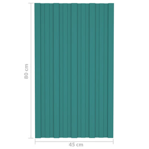 vidaXL Roof Panel 36 pcs Green 80 x 45 cm Galvanized Steel
