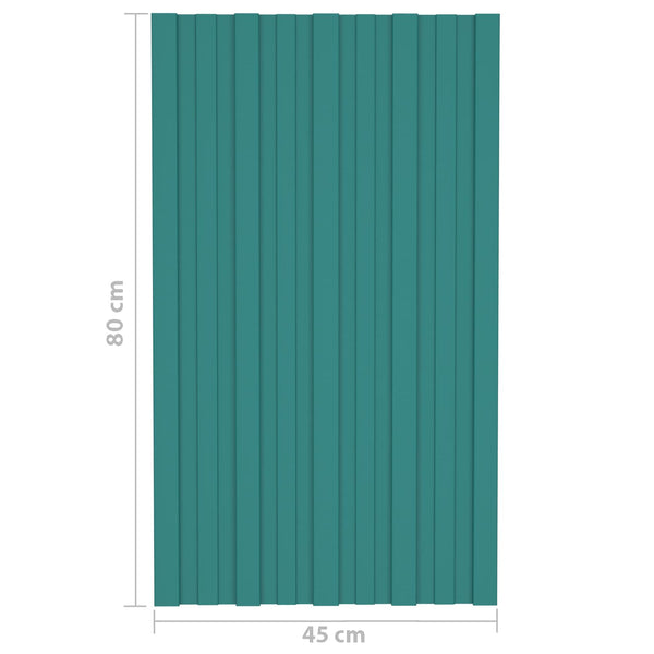vidaXL Roof Panel 36 pcs Green 80 x 45 cm Galvanized Steel