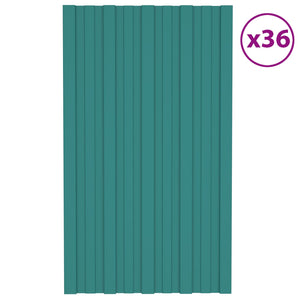 vidaXL Roof Panel 36 pcs Green 80 x 45 cm Galvanized Steel