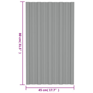 vidaXL Roof Panel 12 pcs Grey 80 x 45 cm Galvanised Steel
