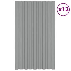 vidaXL Roof Panel 12 pcs Grey 80 x 45 cm Galvanised Steel