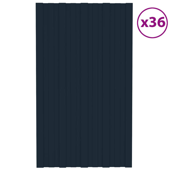 vidaXL Roof Panel 36 pcs Anthracite 80 x 45 cm Galvanized Steel