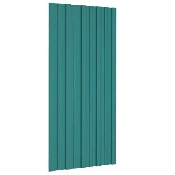 vidaXL Roof Panel 12 pcs Green 100 x 45 cm Galvanized Steel