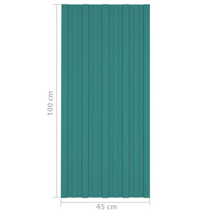 vidaXL Roof Panel 12 pcs Green 100 x 45 cm Galvanized Steel