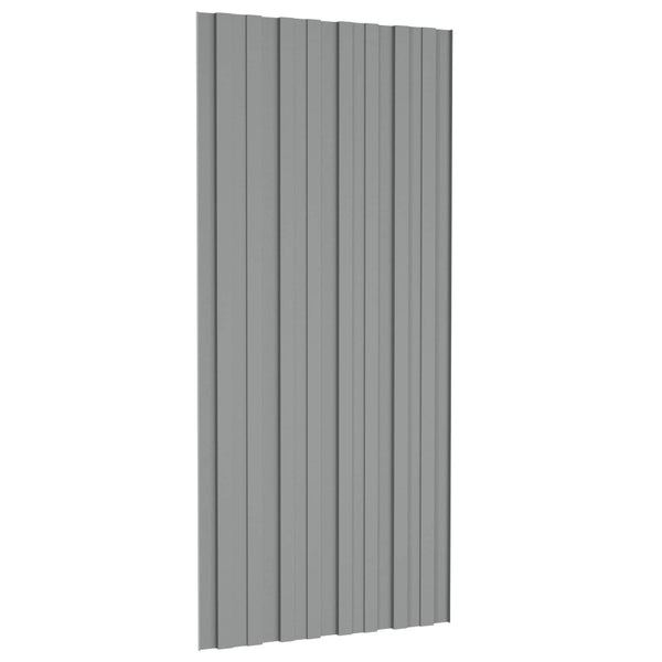 vidaXL Roof Panel 12 pcs Grey 100 x 45 cm Galvanized Steel