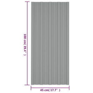 vidaXL Roof Panel 36 pcs Grey 100 x 45 cm Galvanized Steel