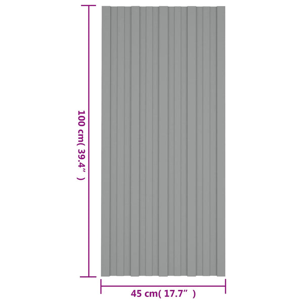 vidaXL Roof Panel 36 pcs Grey 100 x 45 cm Galvanized Steel