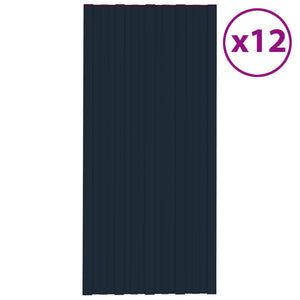 vidaXL Roof Panel 12 pcs Anthracite 100 x 45 cm Galvanized Steel
