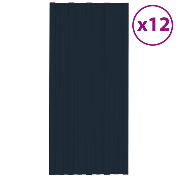 vidaXL Roof Panel 12 pcs Anthracite 100 x 45 cm Galvanized Steel