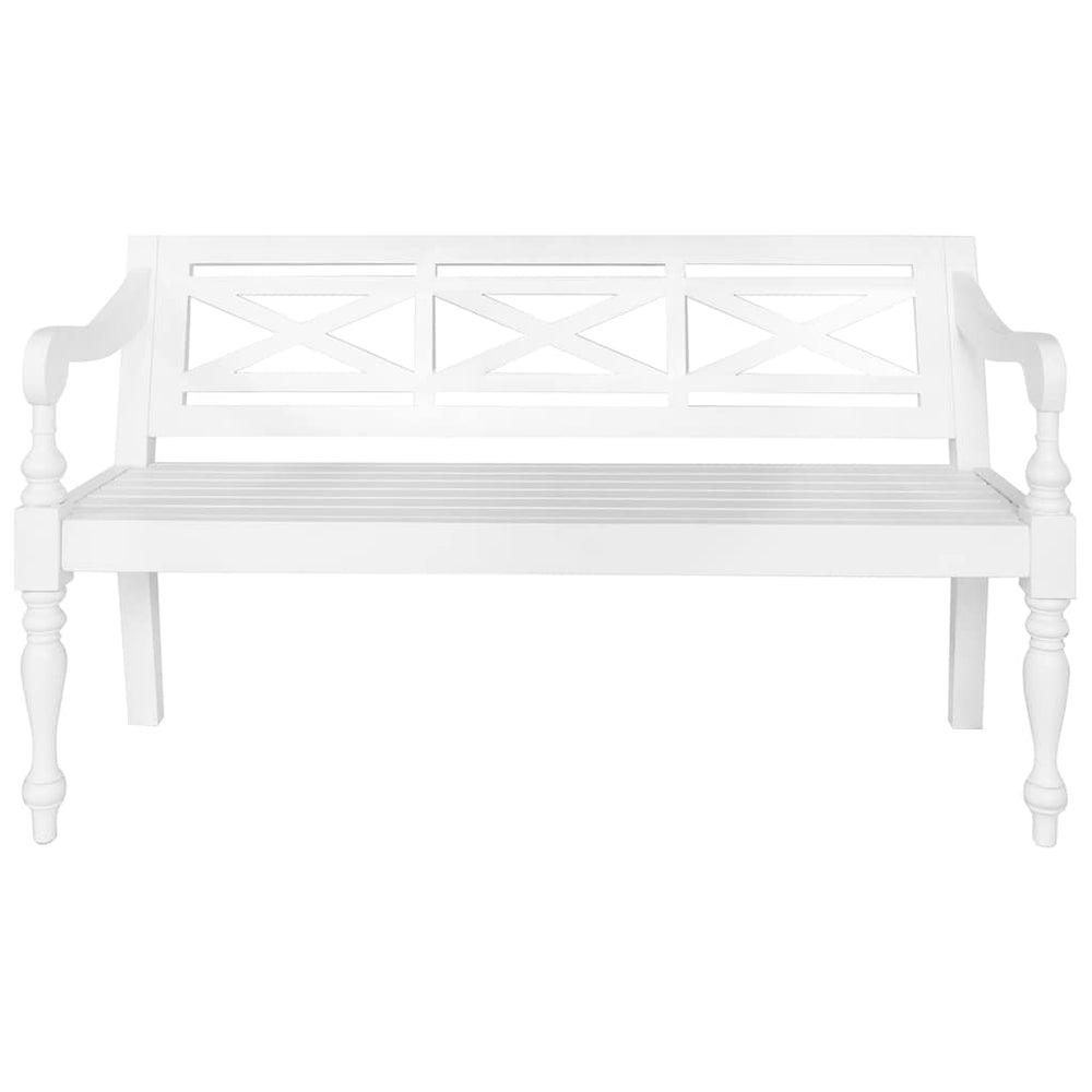 vidaXL Batavia Bench White 123 cm Solid Mahogany Wood