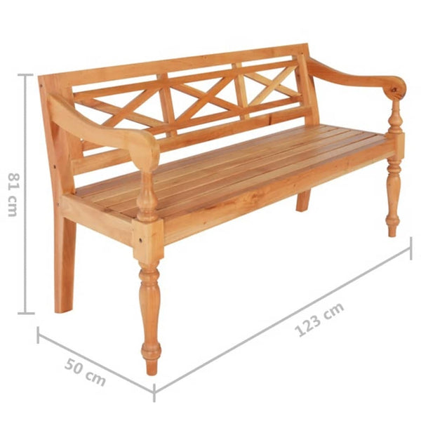 vidaXL Batavia Bench Light Brown 123 cm Solid Mahogany Wood