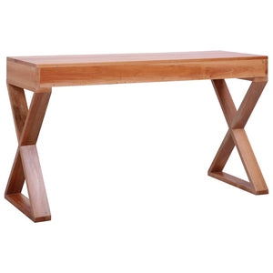 vidaXL Computer Desk Natural 115x47x77 cm Solid Mahogany Wood