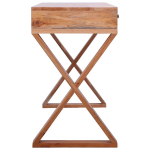 vidaXL Computer Desk Natural 115x47x77 cm Solid Mahogany Wood