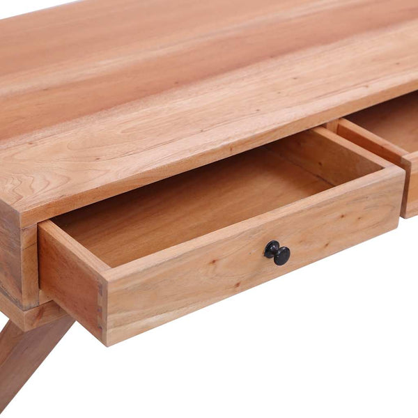 vidaXL Computer Desk Natural 115x47x77 cm Solid Mahogany Wood