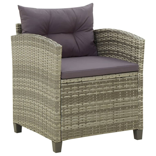 vidaXL Garden Chair with Cushion Poly Rattan Grey