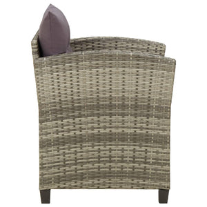 vidaXL Garden Chair with Cushion Poly Rattan Grey