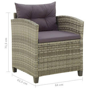 vidaXL Garden Chair with Cushion Poly Rattan Grey