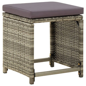 vidaXL Garden Stools 4 pcs with Cushions Poly Rattan Grey