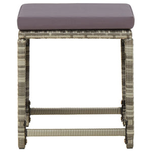 vidaXL Garden Stools 4 pcs with Cushions Poly Rattan Grey