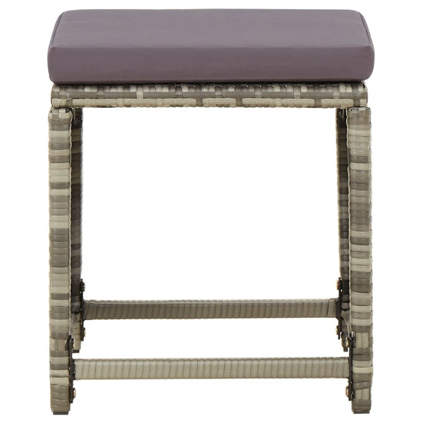 vidaXL Garden Stools 4 pcs with Cushions Poly Rattan Grey