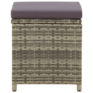 vidaXL Garden Stools 4 pcs with Cushions Poly Rattan Grey
