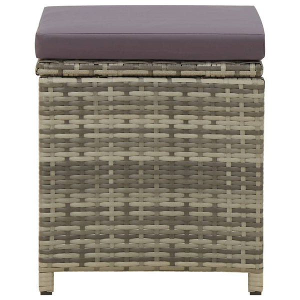 vidaXL Garden Stools 4 pcs with Cushions Poly Rattan Grey
