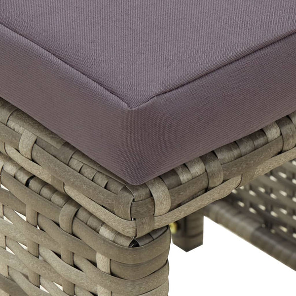 vidaXL Garden Stools 4 pcs with Cushions Poly Rattan Grey