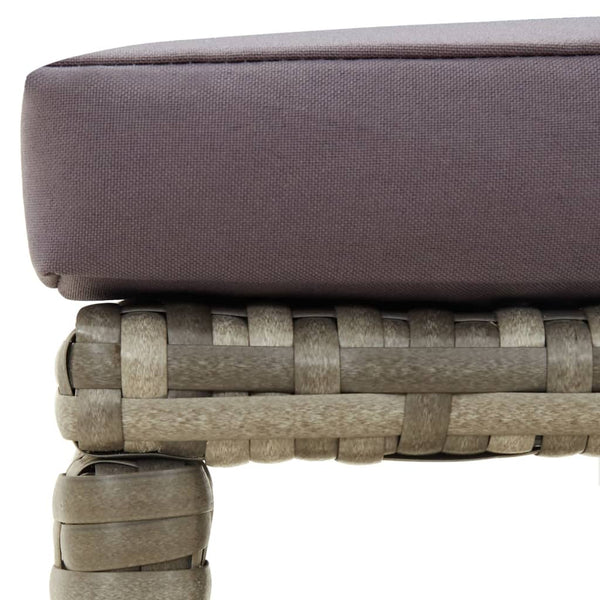 vidaXL Garden Stools 4 pcs with Cushions Poly Rattan Grey