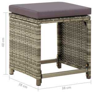 vidaXL Garden Stools 4 pcs with Cushions Poly Rattan Grey