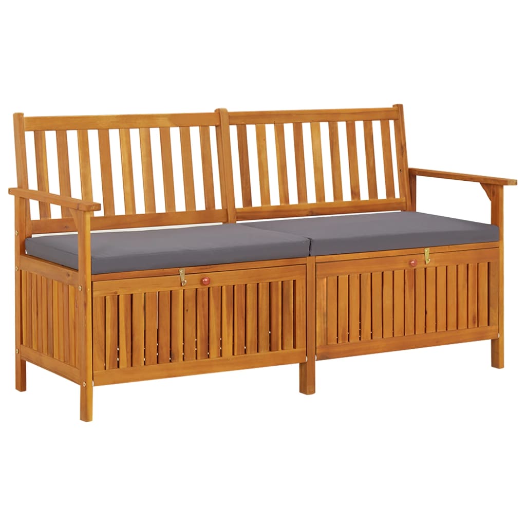 vidaXL Storage Bench with Cushion 148 cm Solid Acacia Wood