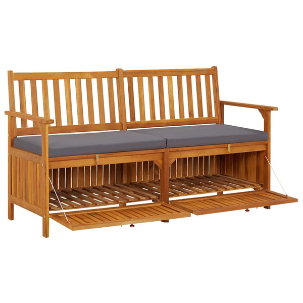 vidaXL Storage Bench with Cushion 148 cm Solid Acacia Wood