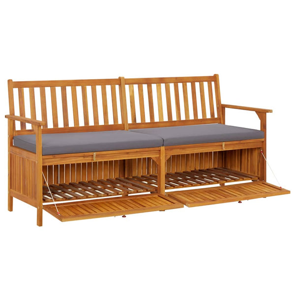 vidaXL Storage Bench with Cushion 170 cm Solid Acacia Wood