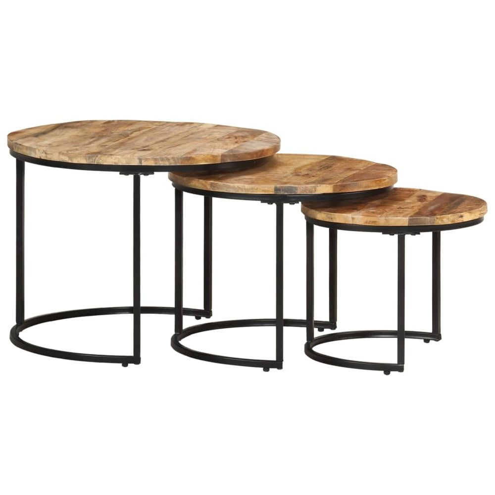 vidaXL Nesting Tables 3 pcs. Raw Mango Wood