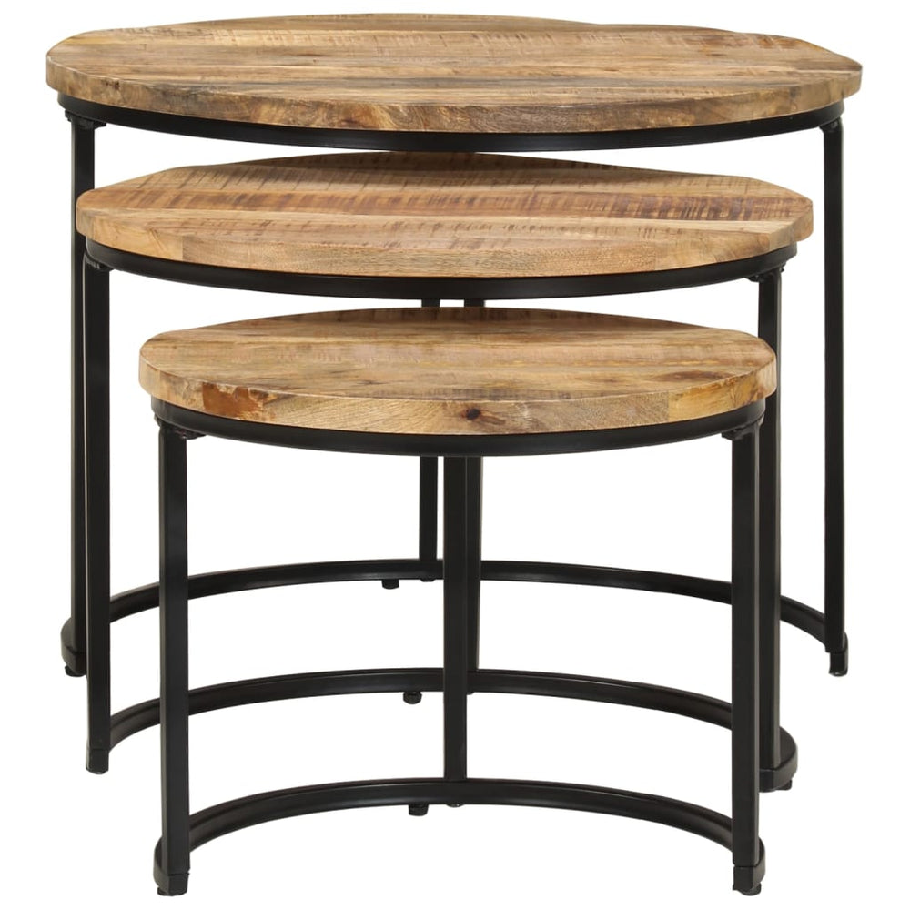 vidaXL Nesting Tables 3 pcs. Raw Mango Wood