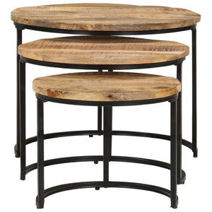 vidaXL Nesting Tables 3 pcs. Raw Mango Wood