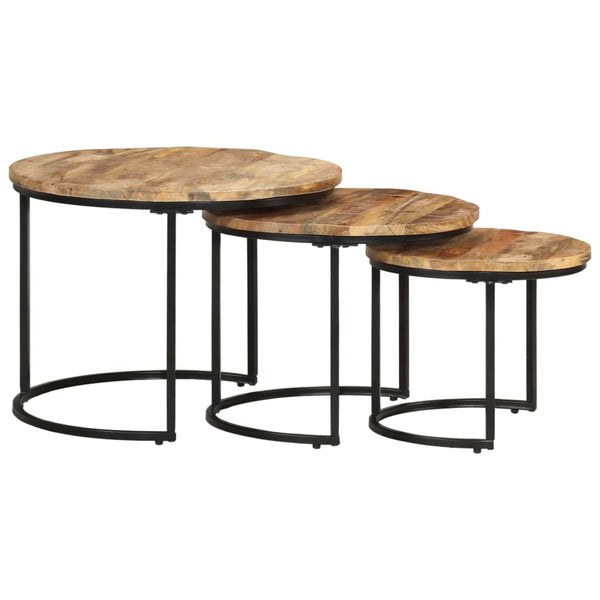 vidaXL Nesting Tables 3 pcs. Raw Mango Wood