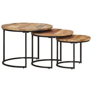vidaXL Nesting Tables 3 pcs. Raw Mango Wood