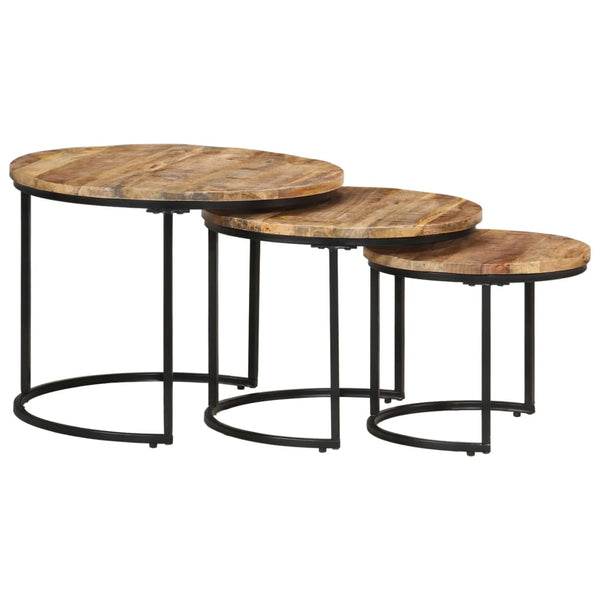 vidaXL Nesting Tables 3 pcs. Raw Mango Wood