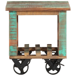 vidaXL End Table with Wheels 40x40x42 cm Solid Reclaimed Wood