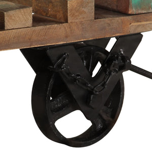 vidaXL End Table with Wheels 40x40x42 cm Solid Reclaimed Wood