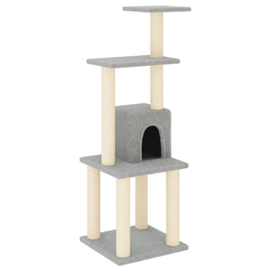 vidaXL Cat Tree with Sisal Scratching Posts Light Gray 105 cm