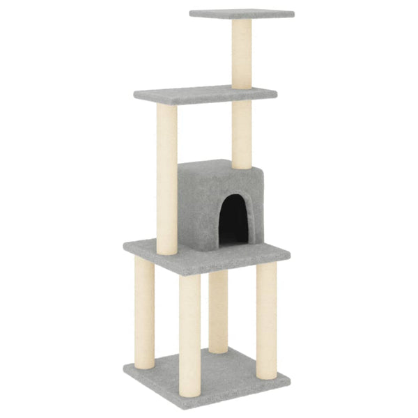 vidaXL Cat Tree with Sisal Scratching Posts Light Gray 105 cm