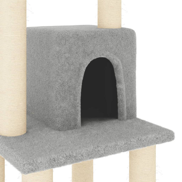 vidaXL Cat Tree with Sisal Scratching Posts Light Gray 105 cm