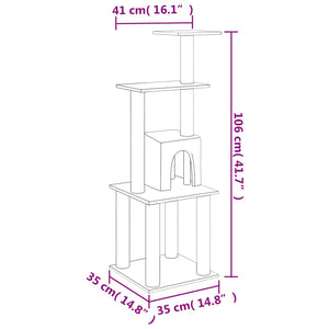 vidaXL Cat Tree with Sisal Scratching Posts Light Gray 105 cm