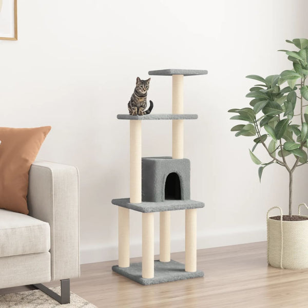 vidaXL Cat Tree with Sisal Scratching Posts Light Gray 105 cm