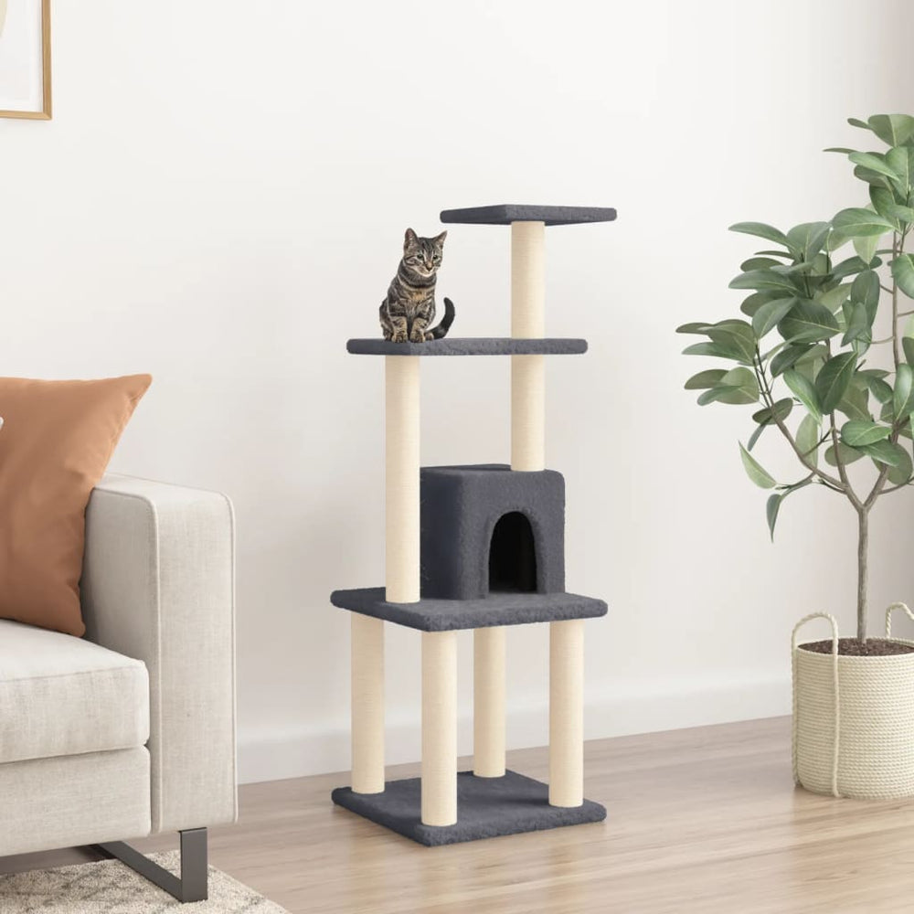 vidaXL Cat Tree with Sisal Scratching Posts Dark Gray 105 cm